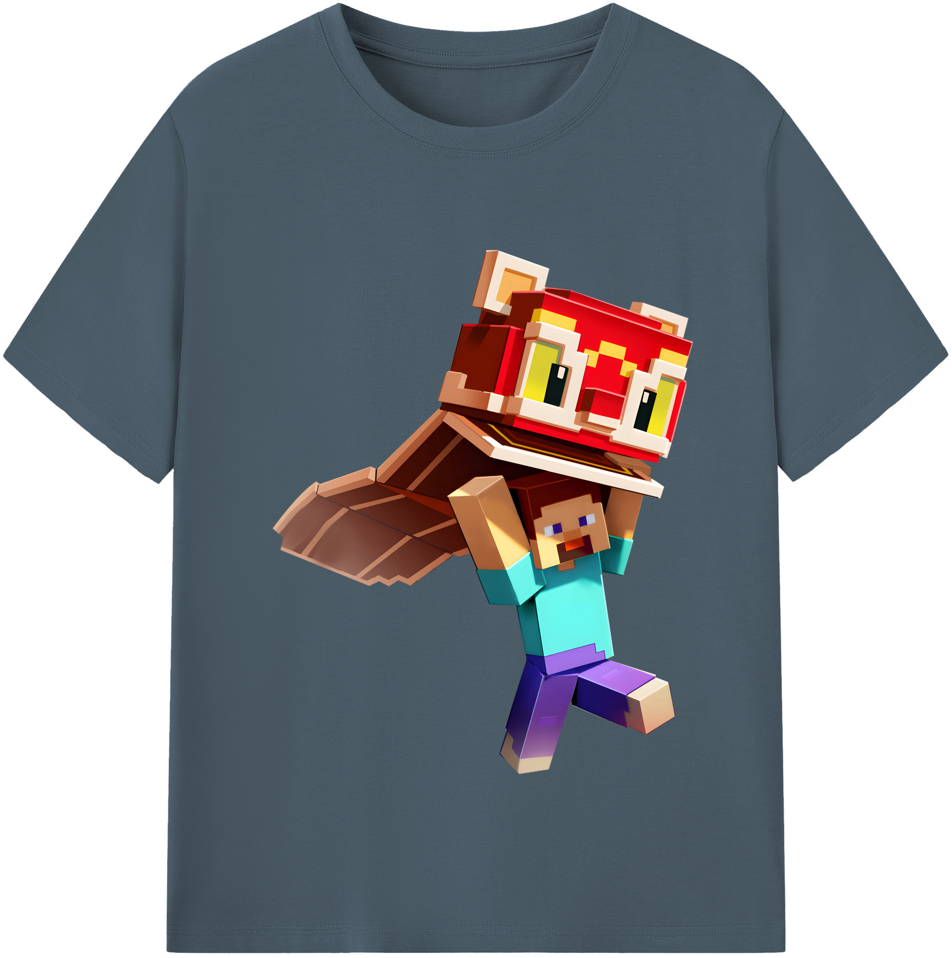 （画像用） マインクラフト ブロックの世界 Minecraft MC Block world 綿100％半袖Tシャツ（フロントプリント）